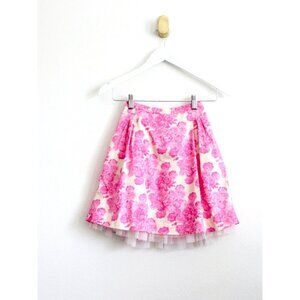 NEW! Crewcuts Pink Floral Print A-Line Skirt with Tulle Underskirt Detail SZ 8